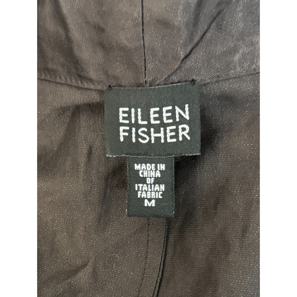 Eileen Fisher Metallic Crinkle Fabric Jacket Cocoa Snap Closure Pockets‎ Size M - Picture 7 of 11